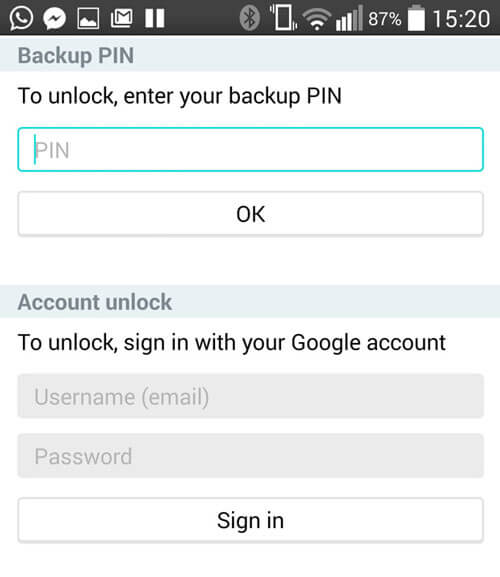 استخدم تسجيل الدخول إلى Google لإلغاء قفل نمط شاشة القفل